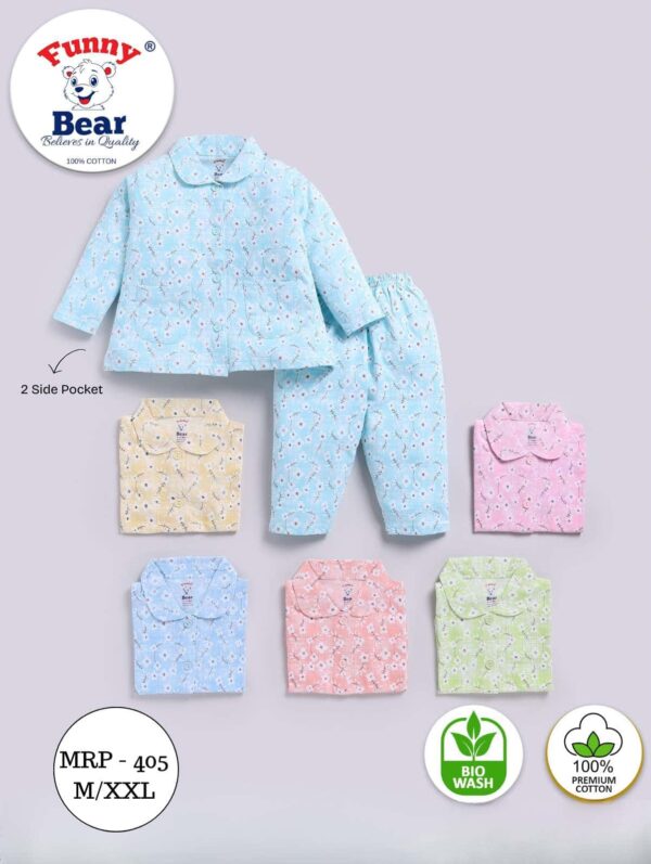 pure cotton multicoloured full sleeves baby girl night dress pure cotton multicoloured full sleeves baby girl night dress