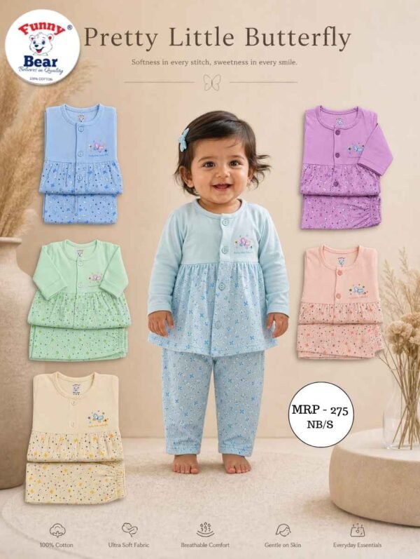 Full Sleeves Front Open Infant Girl Clothes Set Wholesale supplier in kolkata